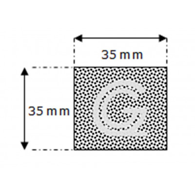Rechthoekig mosrubber snoer | 35 x 35 mm | per meter